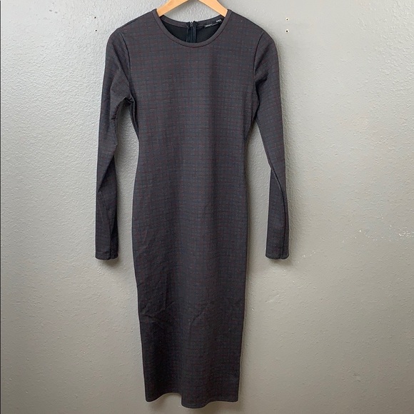 Zara Dresses & Skirts - Zara long sleeve plaid sheath midi dress